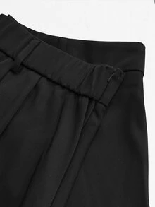 Calvaya Plus Size Women High Waist Black Pleated A-Line Mini Skirt With Safety Shorts - Black - View 6