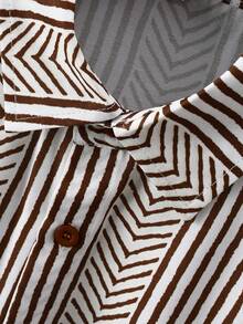 Manfinity RSRT Men's Short Sleeve Shirt (Print Patchwork) Vacation White And Brown Summer Tropical - Coffee Brown - View 5