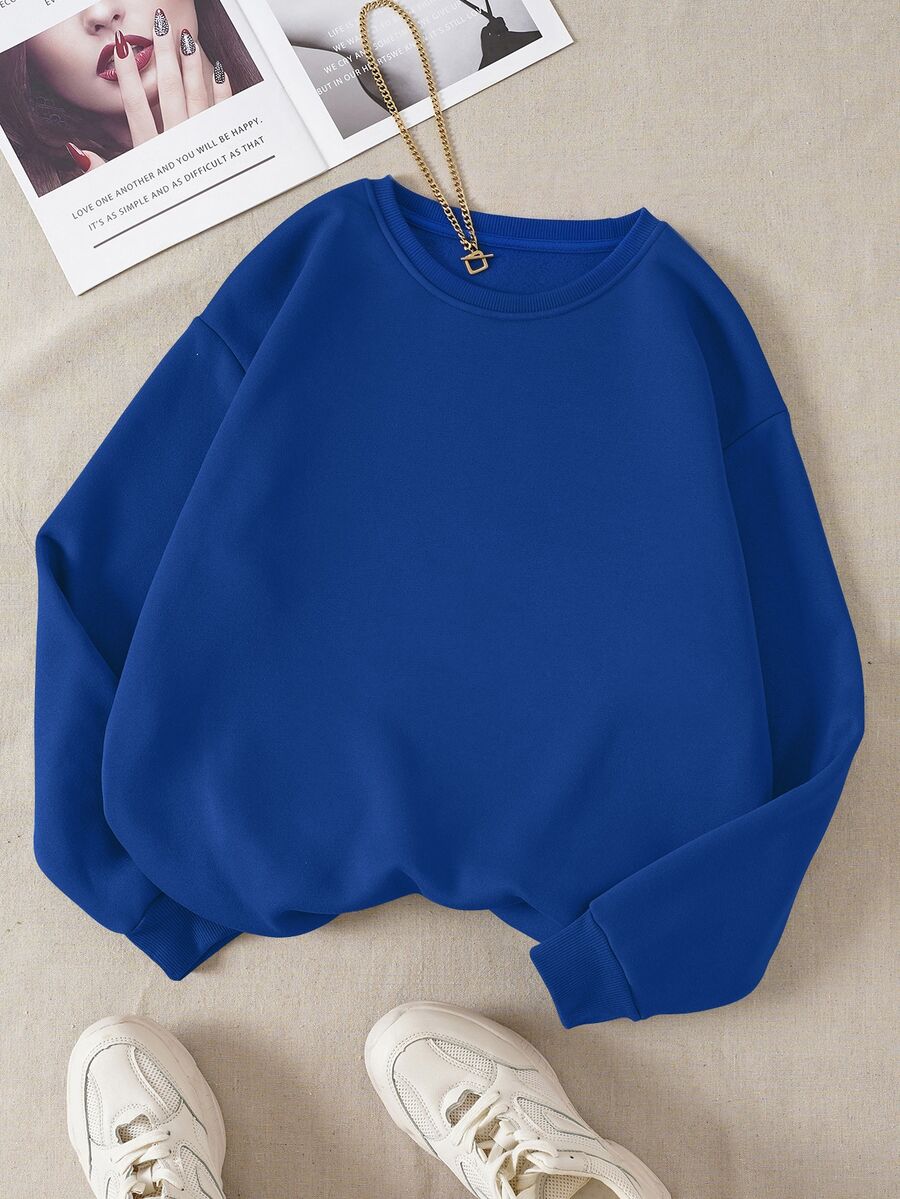 INAWLY Solid Thermal Lined Sweatshirt,Long Sleeve Tops Graduation,Back To School,Graduation,Teacher For Women,Back To School Pullover Fall Sweatshirt - Royal Blue - View 1