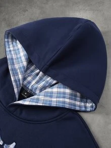STYNVO 男士時尚拼接刺繡長袖連帽衛衣，適合日常穿著 - 藏蓝色 - 查看 5