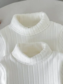 SHEIN 2件裝女童冬季T恤上衣 - 白色 - 查看 3