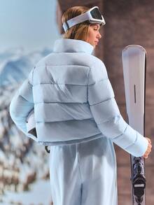 GLOWMODE Après-Ski 緞面蓬蓬夾克，立領設計，可調式下擺與抓絨內裡口袋，秋冬滑雪雪地穿著 - 藍色 - 查看 4