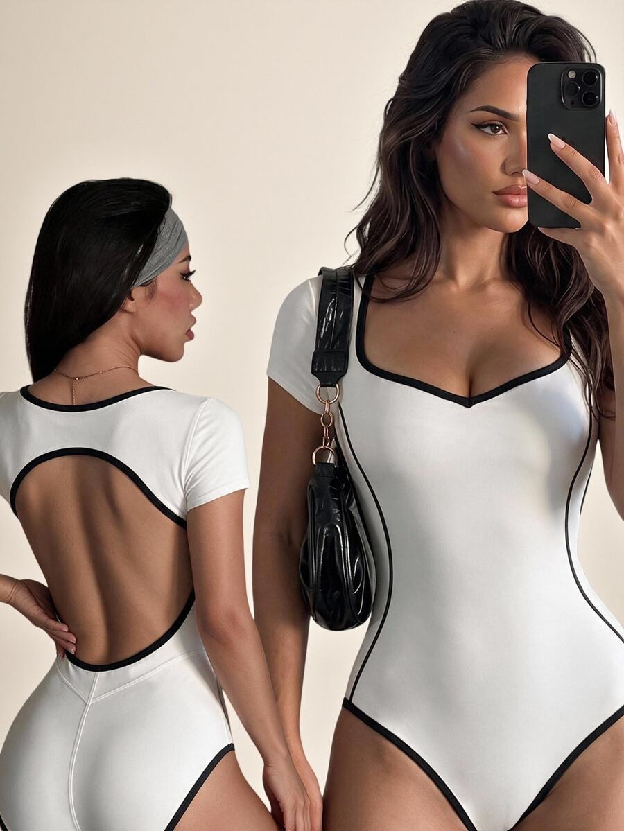 Costavie Eassivo Women's Solid-Color Minimalist Cut One-Piece Dress - White - View 1