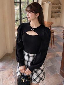 Bijouette Plus Size Women Solid Color Casual Versatile Daily Wear T-Shirt - Black - View 4
