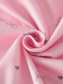 SHEIN طقم ملابس منزلية لحديثي الولادة بتصميم بسيط وعصري، حلو وجميل بنقشة قلب، 3 قطع، جمبسوت طويل بأكمام طويلة - متعدد الألوان - مشاهدة 6