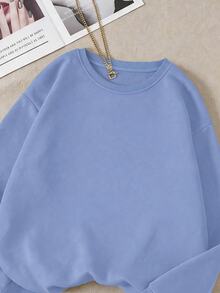 INAWLY Women's Stylish Light Blue Solid Color Casual Sweatshirt,Long Sleeve Pullover Tops For School,Autumn Fall Apparel For Teacher & Graduation,Simple - Blue - View 8