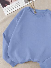INAWLY Women's Stylish Light Blue Solid Color Casual Sweatshirt,Long Sleeve Pullover Tops For School,Autumn Fall Apparel For Teacher & Graduation,Simple - Blue - View 7