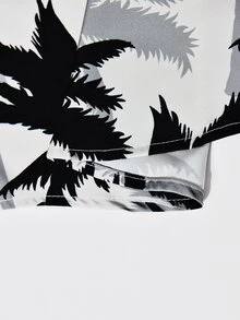 Genlund Men's Casual Coconut Tree Print Shirt And Shorts Set, Vacation Outfit, Holiday - Multicolor - View 4