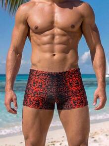 Manfinity RSRT 2026 New Spring Summer Men's Snake Print Sexy Tropical Comfortable Beach Swim Vacation Surf Swim Trunks Red, Holiday - Multicolor - View 5