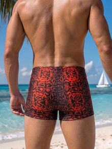 Manfinity RSRT 2026 New Spring Summer Men's Snake Print Sexy Tropical Comfortable Beach Swim Vacation Surf Swim Trunks Red, Holiday - Multicolor - View 7