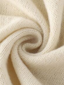 SHEIN Women's Early Autumn Stand Collar Cross Wrap Sweater, Slim Fit Long Sleeve Knit Pullover, Apricot Commute Versatile Top, Stand Collar Button Design Crochet Pullover Sweater - Beige - View 7