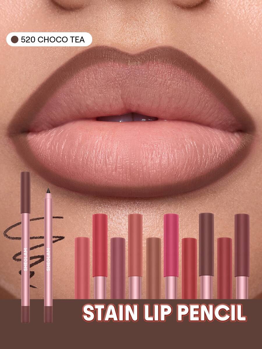 SHEGLAM Soft Stain قلم تحديد الشفاه-520-Choco Tea ماركة تجميل ومكياج للنساء والفتيات - شاي الشوكولاتة 520 - مشاهدة 1