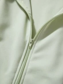 TaskEZ Sage Green Colorblock High Neck Zipper Front Double Pocket Long Sleeve Cuffed Slimming Stretch Fabric Work Scrub Scrub Uniform Jacket Women Fall - Multicolor - View 8