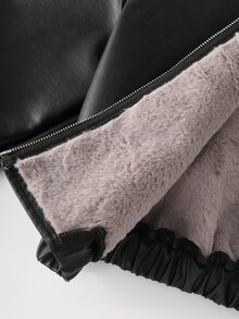 SHEIN LUNE Women's Autumn/Winter Fashion Casual Versatile Commuter Shearling Jacket - Black - View 11
