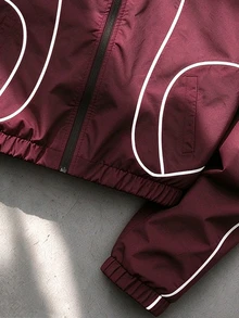 Gym Rark Men's Colorblock Zip-Up Casual Versatile Daily Commute Hooded Sports Jacket - Burgundy - View 3