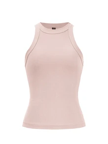 SHEIN Women's Summer Solid Color Round Neck Casual Tank Top - Dusty Pink - View 7