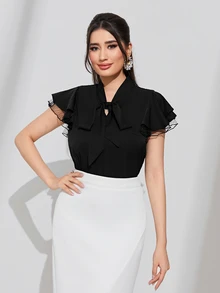 Seusyu Cà vạt áo tay bướm Áo sơ mi - màu đen - Xem 6