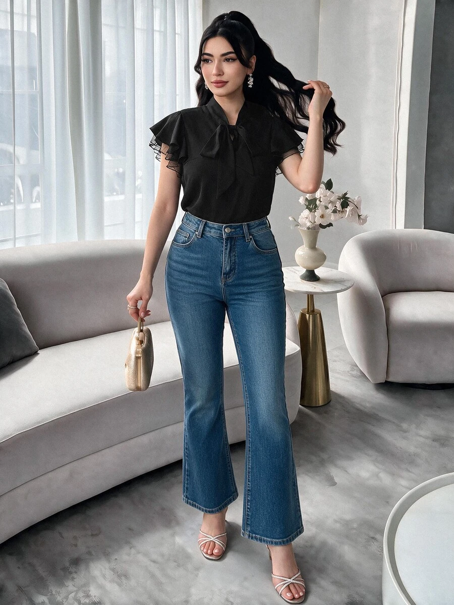 Seusyu Cà vạt áo tay bướm Áo sơ mi