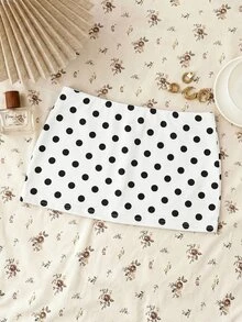 SHEIN 青少年女孩白色波點裙附內建內搭褲休閒裙 - 白色 - 查看 2