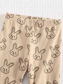 Cozy Pixies Baby Girl Cartoon Rabbit Pattern Knitted Soft Round Neck Long Sleeve Drop Shoulder Sweatshirt And Long Pants 2 Pieces Set - Multicolor - View 3