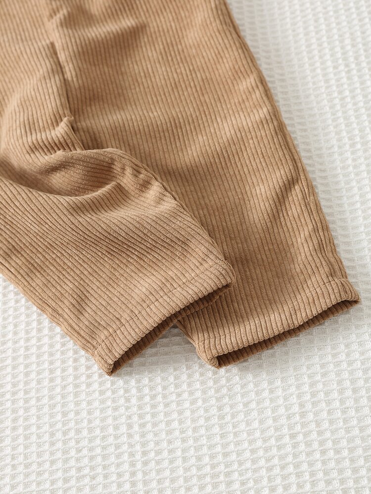 Cozy Pixies 2pcs Kids Baby Boy Casual Daily Comfortable POLO Top And Woven Jumpsuit Set - Khaki - View 6