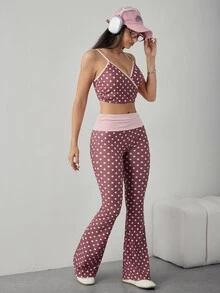 Dewbera Dewbera 2026 Spring/Summer New Women's Outdoor Sports Yoga Color Block Polka Dot Fashion Minimalist Yoga Workout Set - Multicolor - View 6