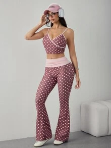 Dewbera Dewbera 2026 Spring/Summer New Women's Outdoor Sports Yoga Color Block Polka Dot Fashion Minimalist Yoga Workout Set - Multicolor - View 8