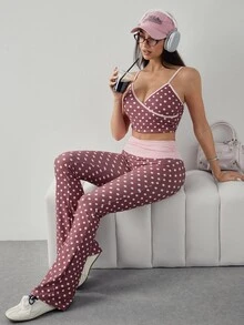 Dewbera Dewbera 2026 Spring/Summer New Women's Outdoor Sports Yoga Color Block Polka Dot Fashion Minimalist Yoga Workout Set - Multicolor - View 5