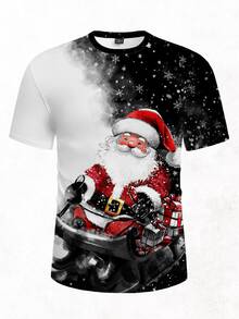 Manfinity Homme Men's Cartoon Print Casual Daily Short Sleeve T-Shirt - Black and White - View 3