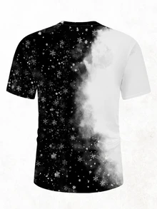 Manfinity Homme Men's Cartoon Print Casual Daily Short Sleeve T-Shirt - Black and White - View 4