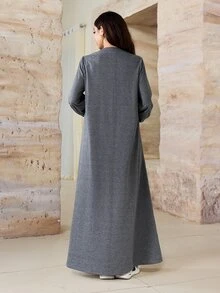 Mulvari Fall Casual Modest Elegant Fashion Versatile Daily Commute Minimalist Slimming Women's Dress Morning Night Grey Holiday - Grey - View 2