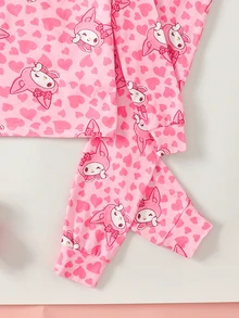 Tween Girl Casual Everyday Versatile Comfortable Fitted Cartoon Pattern Glow-In-The-Dark Loungewear - Black - View 4