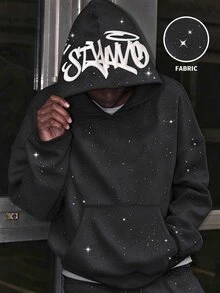 STYNVO 男士亮片口袋長袖連帽衫 - 黑色 - 查看 3