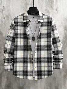 Manfinity CasualCool Men's Casual Fashion Single-Breasted Plaid Long Sleeve Shirt - Multicolor - View 5