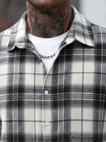 Manfinity CasualCool Men's Casual Fashion Single-Breasted Plaid Long Sleeve Shirt - Multicolor - View 6