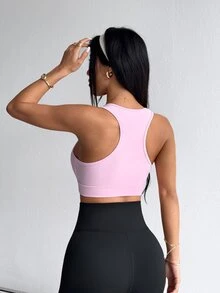 FavEase Women's Letter Graphic Casual Sporty Athletic Daily Wear Sports T-Shirt Gym Workout Pink And Black Summer - Baby Pink - View 2