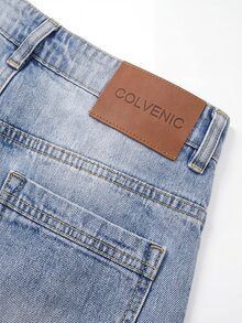 Colvenic Men's Vintage Light Wash Straight Leg Jeans, Classic Loose Fit Denim Pants, Casual Streetwear Style - Blue - View 8