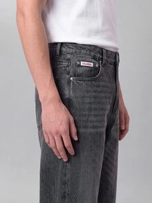 Colvenic 男士街頭風休閒深灰色牛仔褲 - 深灰色 - 查看 6