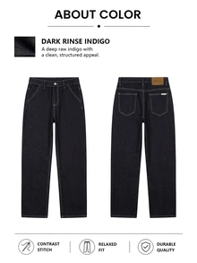 Colvenic Men's Black Denim Loose Curved Leg Wide Leg Pants - Black - View 10