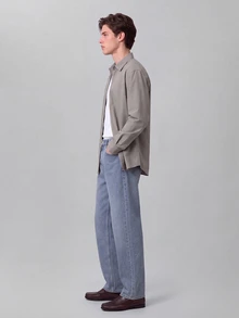 Colvenic 男士街頭風休閒淺藍色牛仔長褲 - 淺色水洗藍 - 查看 4