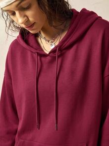 Bohemela Women's Sequin Fashion Versatile Daily Casual Hooded Sweatshirt - Burgundy - View 5