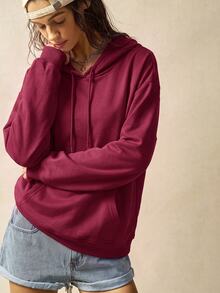 Bohemela Women's Sequin Fashion Versatile Daily Casual Hooded Sweatshirt - Burgundy - View 6