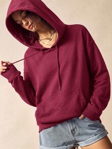 Bohemela Women's Sequin Fashion Versatile Daily Casual Hooded Sweatshirt - Burgundy - View 7