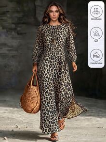 Omancia Women's New Autumn/Winter Leopard Print Dress - Khaki - View 1