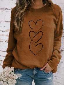 EMERY ROSE Women's Casual Romantic Halloween Pumpkin Print T-Shirt, Fall/ Picnic Brown - Coffee Brown - View 3