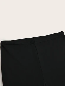 Sweetra Plus Size Solid Color Simple Flare Leg Pants, Casual Everyday Wear Fall Cloth For Women - Black - View 4