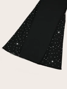 Sweetra Plus Size Solid Color Simple Flare Leg Pants, Casual Everyday Wear Fall Cloth For Women - Black - View 5