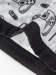 4pcs/Set Boys Cartoon Print Cool Black & Grey Boxer Briefs, Comfortable Touch, Suitable For All Seasons - Multicolor - View 5