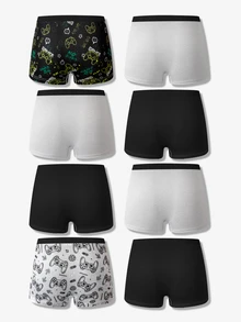 4pcs/Set Boys Cartoon Print Cool Black & Grey Boxer Briefs, Comfortable Touch, Suitable For All Seasons - Multicolor - View 2