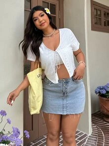 GalTyme 大码女式白色提花针织开衫上衣 - 白色 - 查看 5
